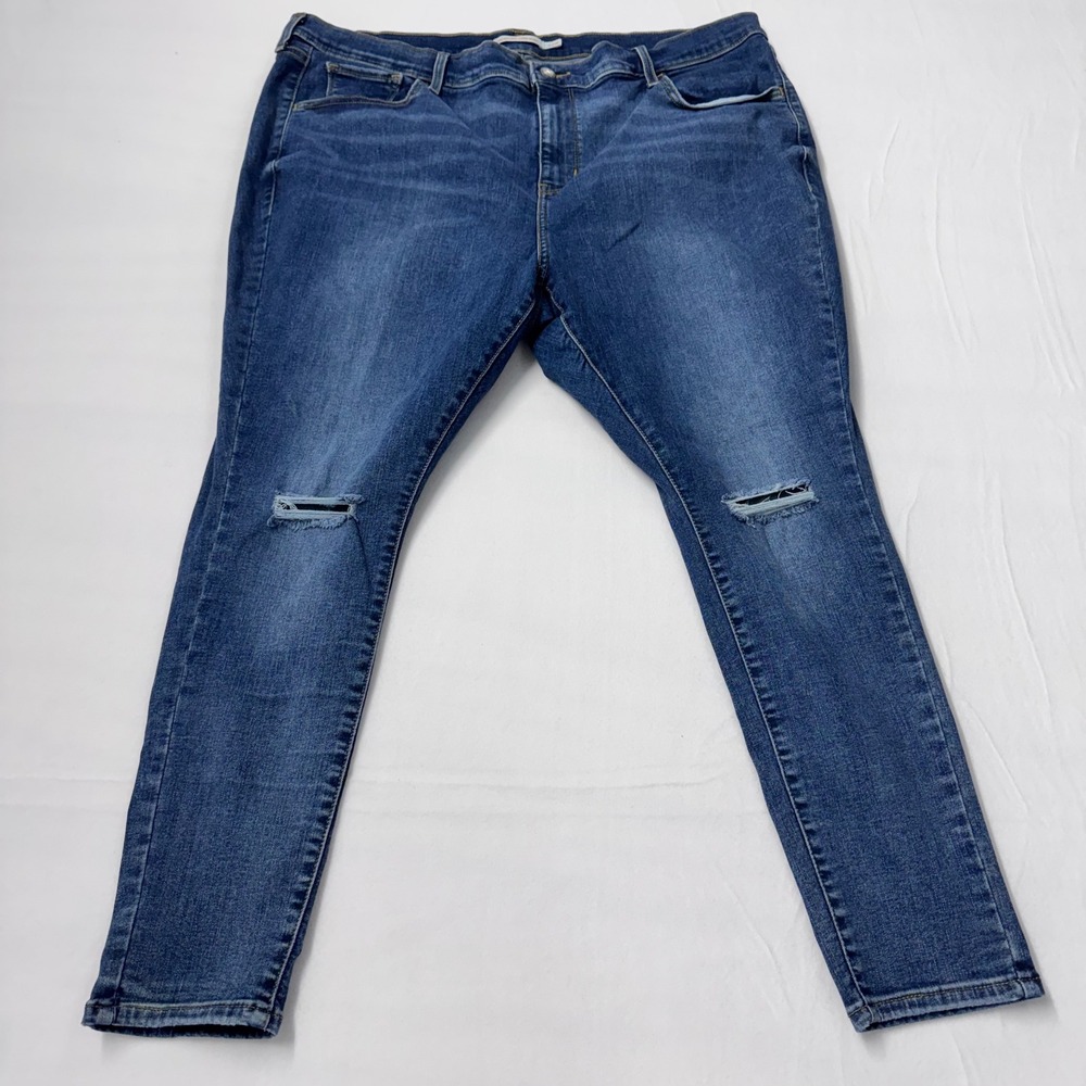 Levis 720 High Rise Super Skinny Jeans Womens‎ 22W S Blue Distressed 57750-0077